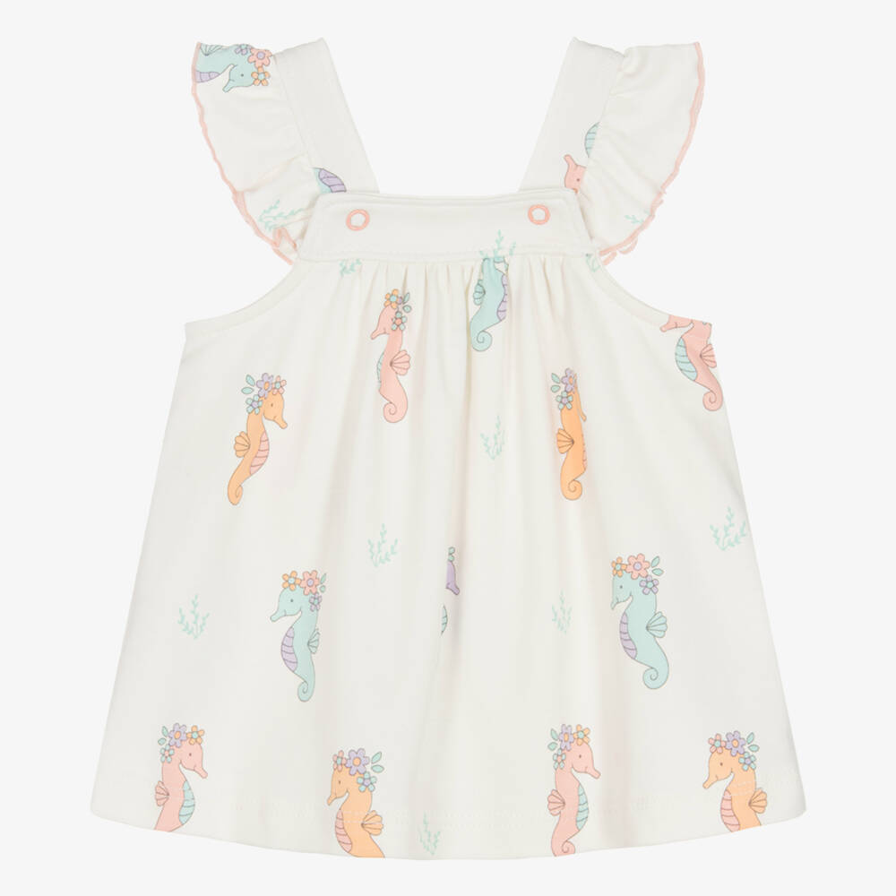 Kissy Love-Baby Girls Ivory Cotton Seahorse Party Dress | Childrensalon Outlet