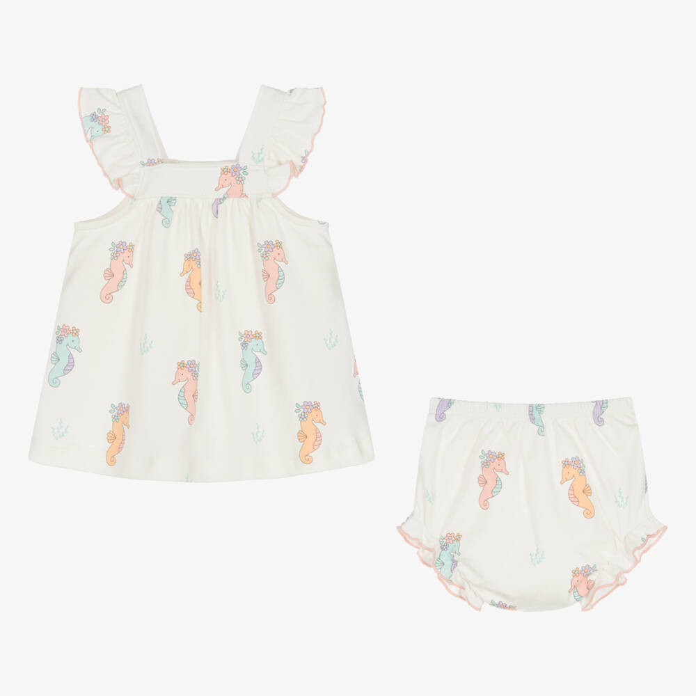 Kissy Love-Baby Girls Ivory Cotton Seahorse Party Dress | Childrensalon Outlet