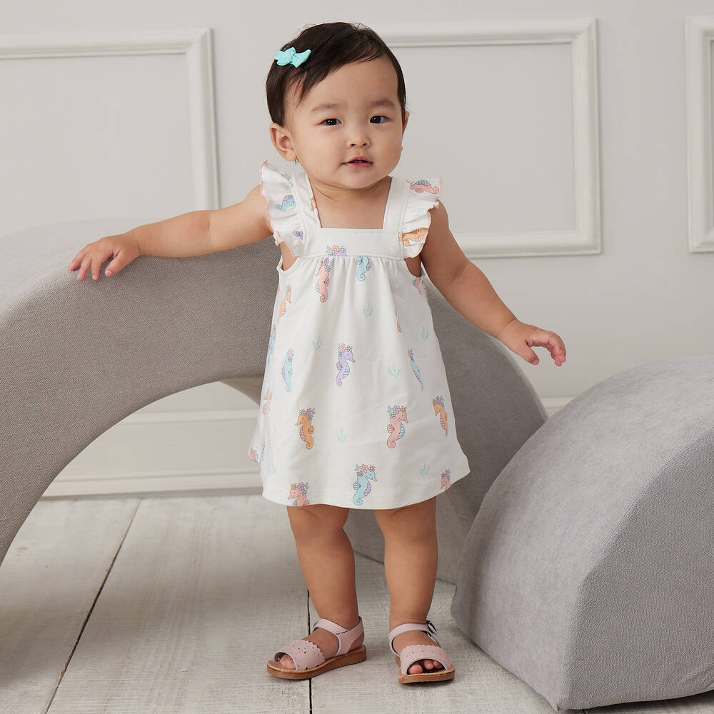 Kissy Love-Baby Girls Ivory Cotton Seahorse Party Dress | Childrensalon Outlet