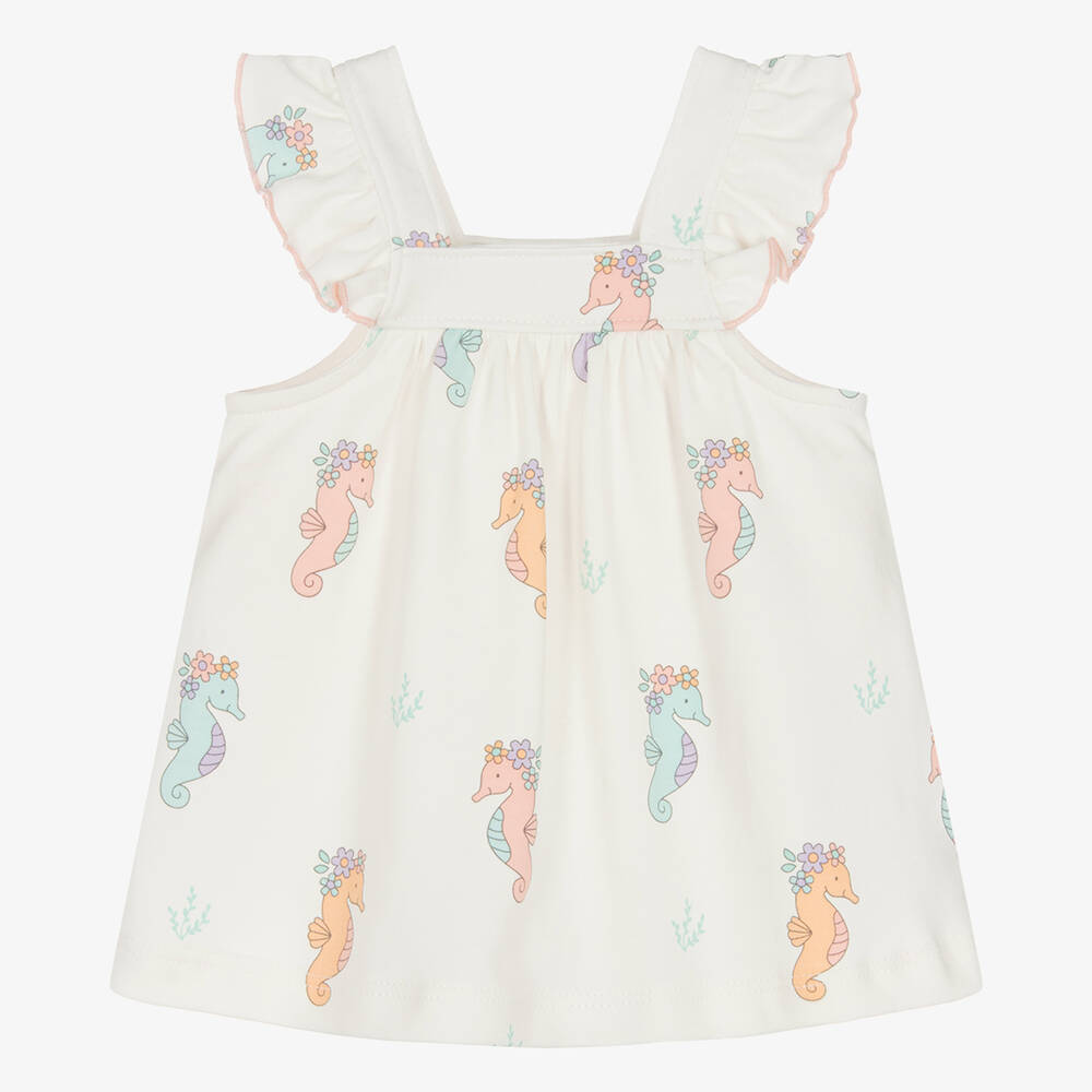 Kissy Love-Baby Girls Ivory Cotton Seahorse Party Dress | Childrensalon Outlet