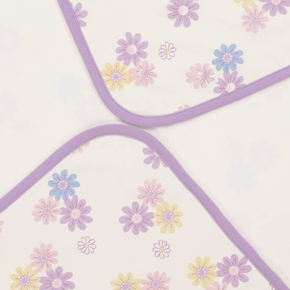 كيسي لاف-بطانية قطن بيما لون عاجي وبنفسجي (73 سم) | Childrensalon Outlet