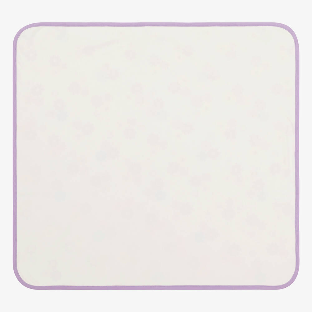 كيسي لاف-بطانية قطن بيما لون عاجي وبنفسجي (73 سم) | Childrensalon Outlet