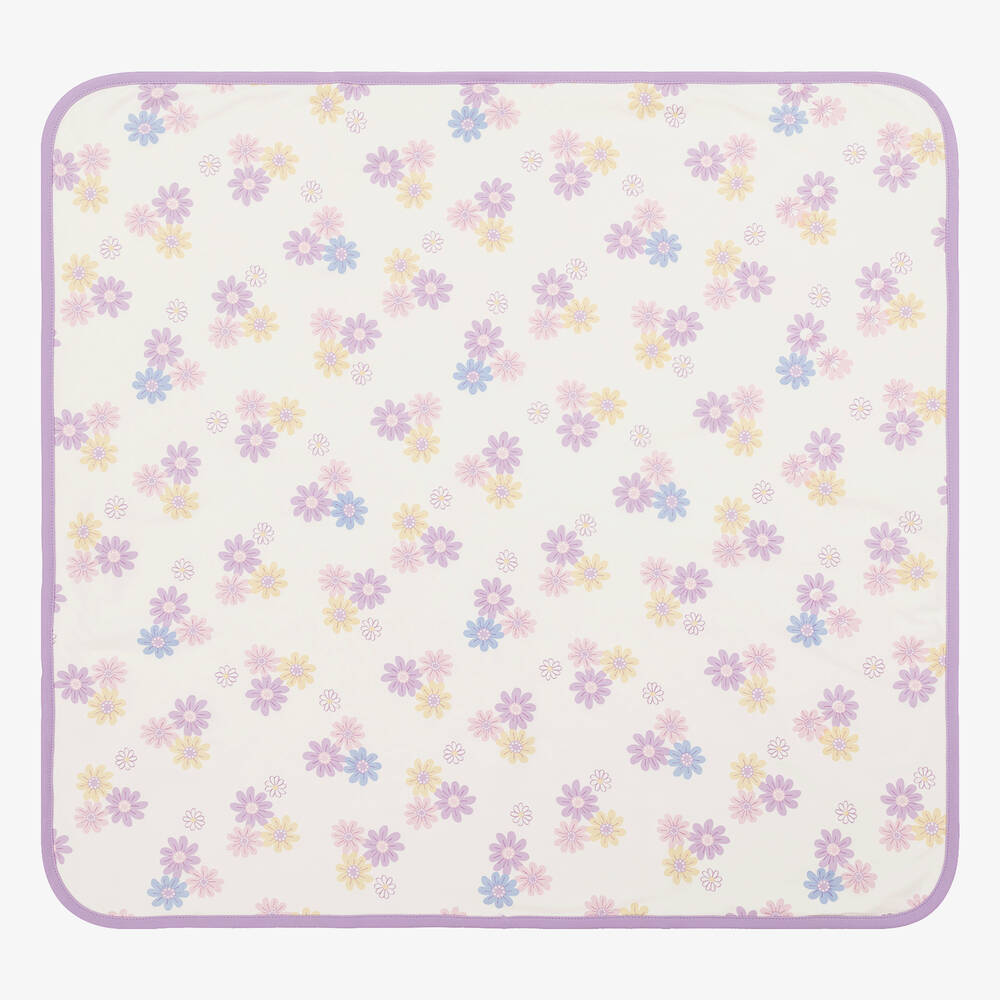 كيسي لاف-بطانية قطن بيما لون عاجي وبنفسجي (73 سم) | Childrensalon Outlet