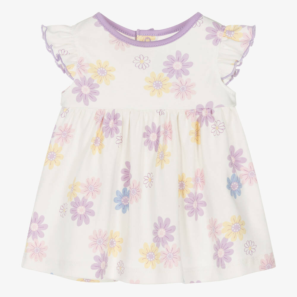 Kissy Love-Baby Girls Ivory & Purple Floral Delights Dress | Childrensalon Outlet
