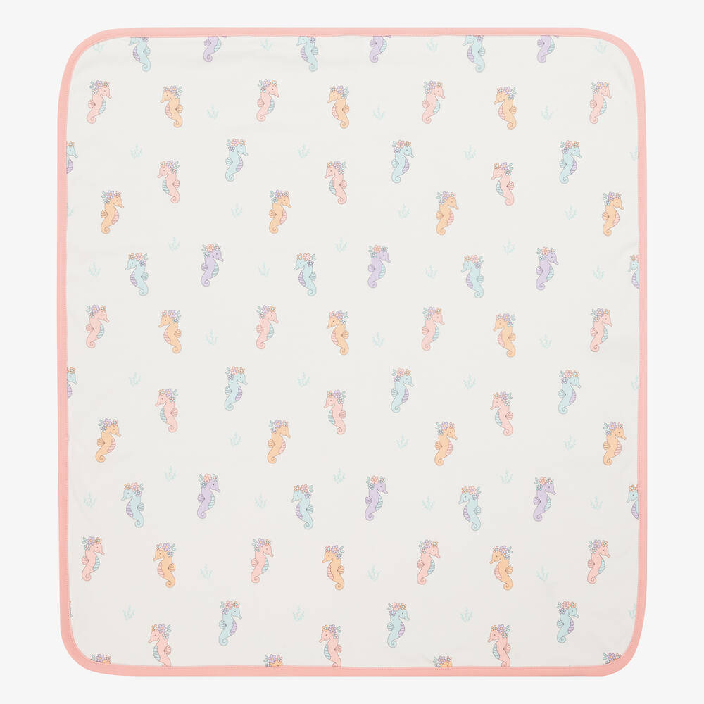 Kissy Love-Baby Girls Ivory Seahorse Party Blanket (73cm) | Childrensalon Outlet
