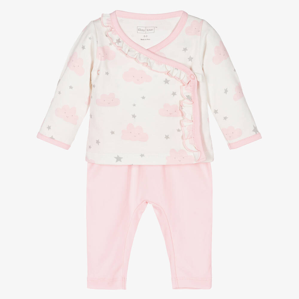Kissy Love - Baby Girls Pink & Ivory Breezy Clouds Trouser Set | Childrensalon