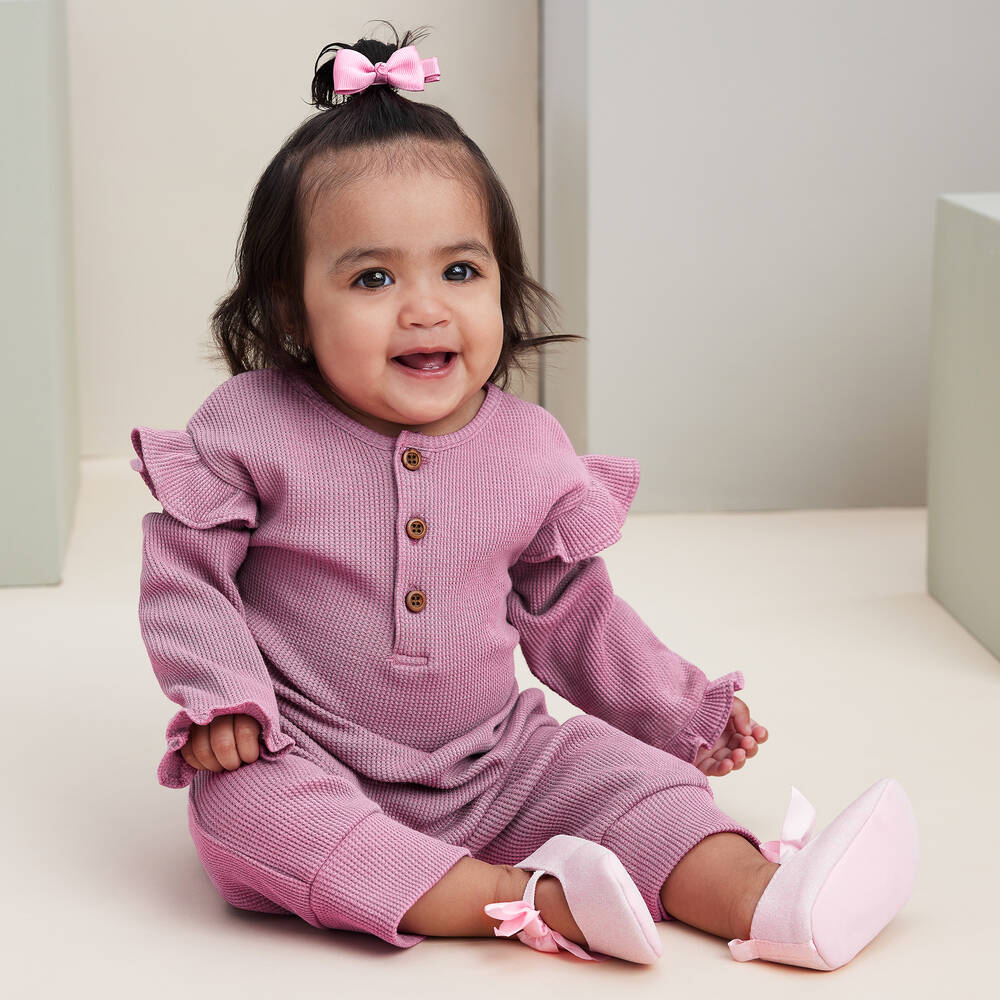 Kissy Love-Baby Girls Purple Pima Cotton Romper | Childrensalon Outlet