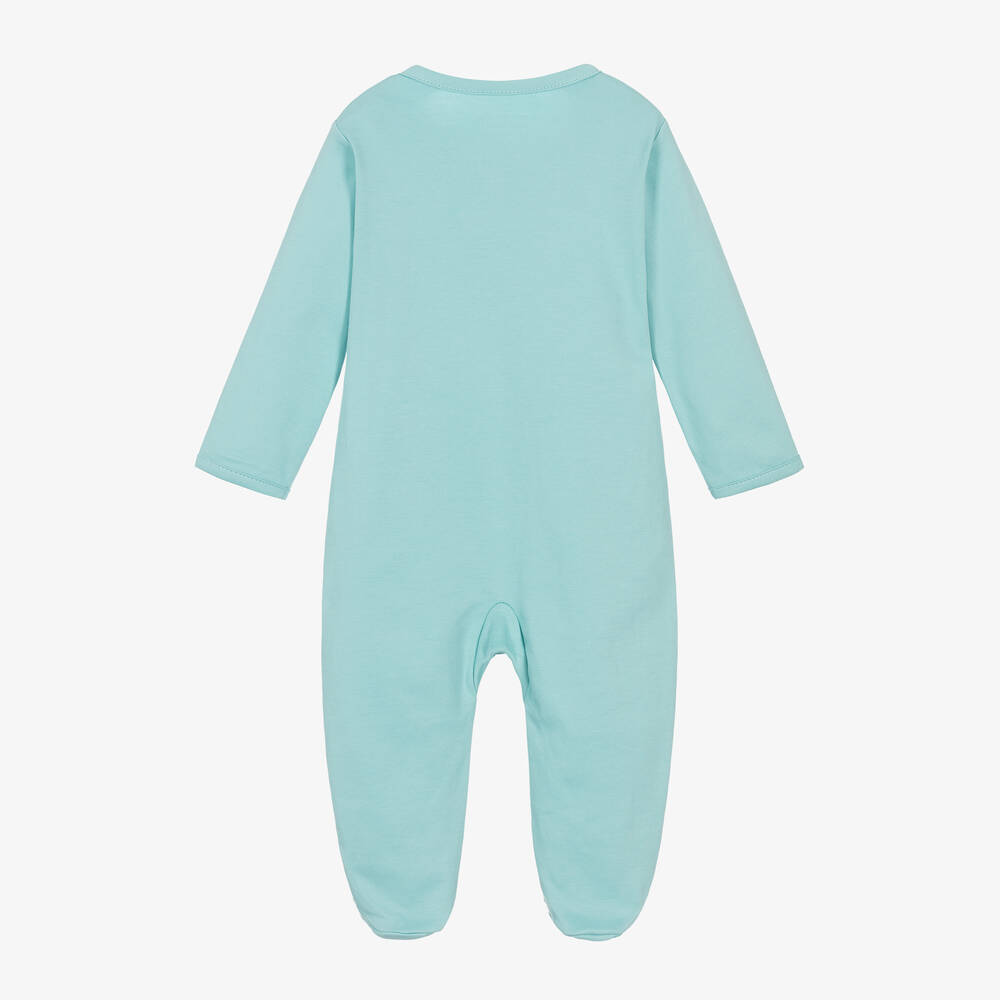 Kissy Love-Blue Pima Cotton Dino Pals Babygrow | Childrensalon Outlet