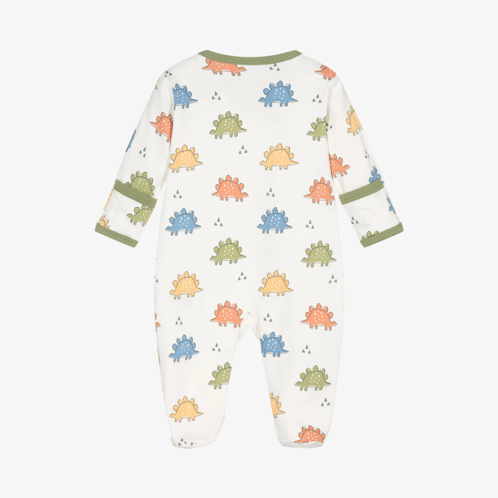Kissy Love-Boys Cream Dino Print Sleepsuit | Childrensalon Outlet