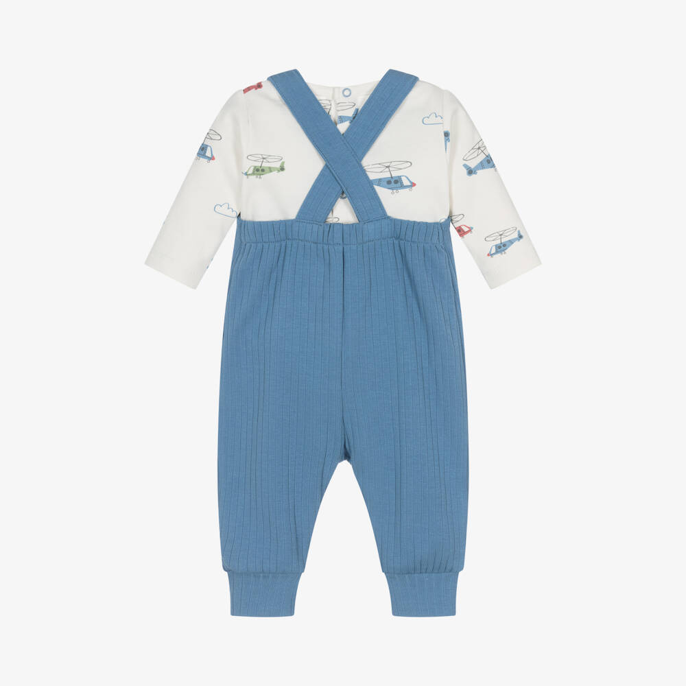 Kissy Love-طقم أفرول بطبعة مروحية لون ازرق وعاجي للمواليد | Childrensalon Outlet