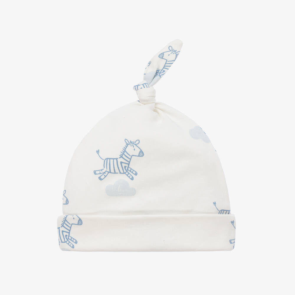 Kissy Love-Boys Ivory & Blue Zebra Hat | Childrensalon Outlet