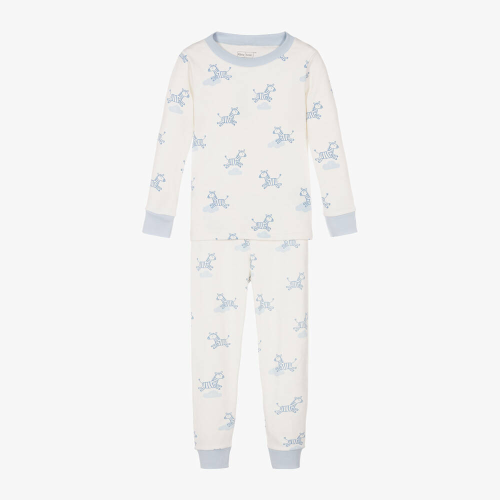 Kissy Love-Boys Ivory & Blue Zebra Nightwear | Childrensalon Outlet