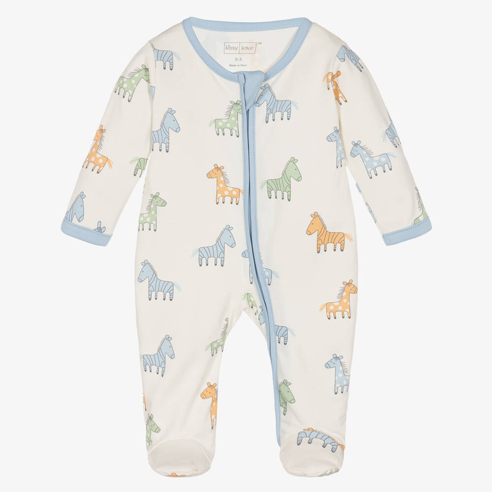 Kissy Love-Кремовый хлопковый комбинезон с зебрами | Childrensalon Outlet