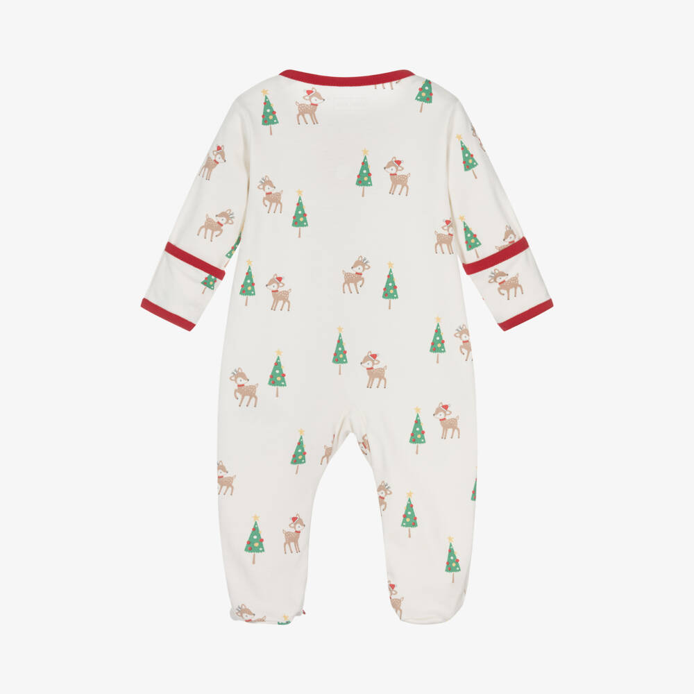 Kissy Love-Boys Ivory Festive Reindeer Babygrow | Childrensalon Outlet