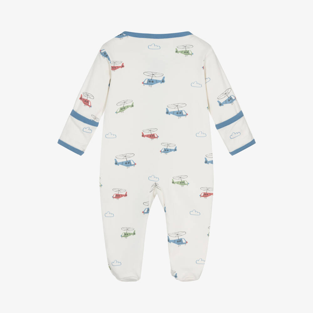 Kissy Love-Boys Ivory Helicopter Cotton Sleepsuit | Childrensalon Outlet