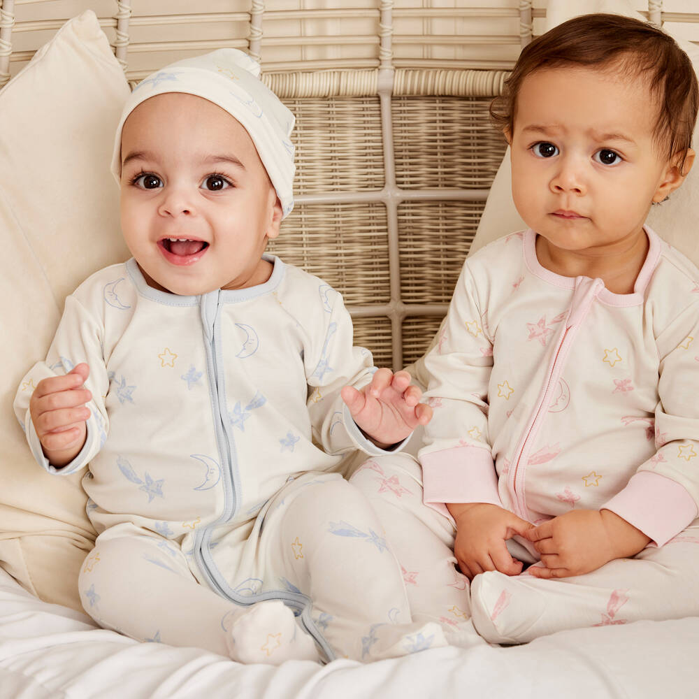 Kissy Love-Boys Ivory Star Pattern Babygrow | Childrensalon Outlet