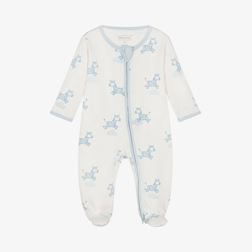 Kissy Love-Boys Ivory Zebra Print Babygrow | Childrensalon Outlet