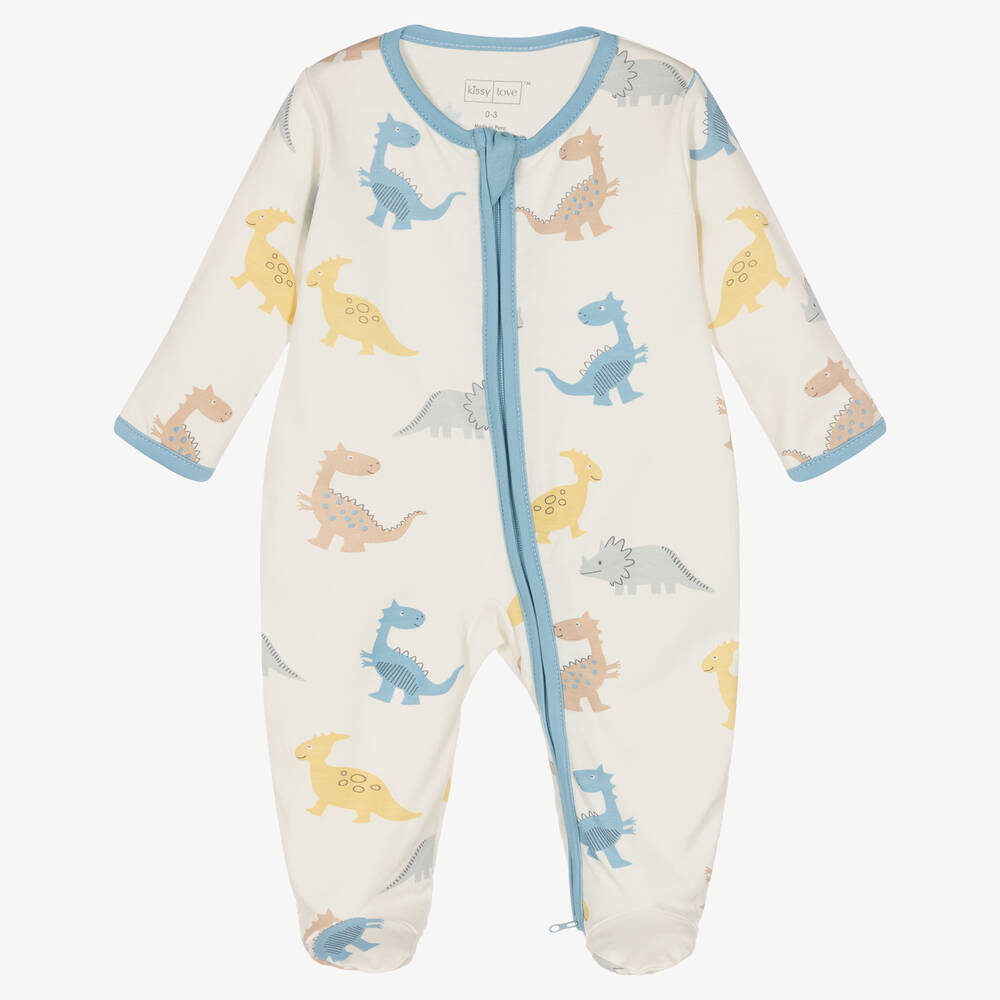 Kissy Love - Boys Pima Cotton Dino Party Babygrow | Childrensalon