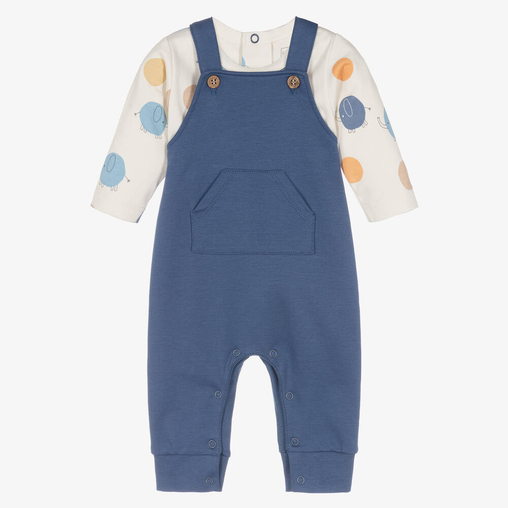 Kissy Love - Dotty Elephants Latzhosen-Set Blau | Childrensalon