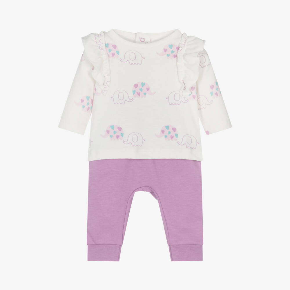 Kissy Love-Girls Elephant Print Trousers Set | Childrensalon Outlet