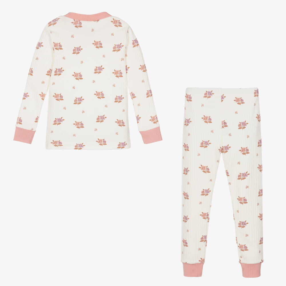 Kissy Love-Girls Floral Ivory Cotton Pyjamas | Childrensalon Outlet