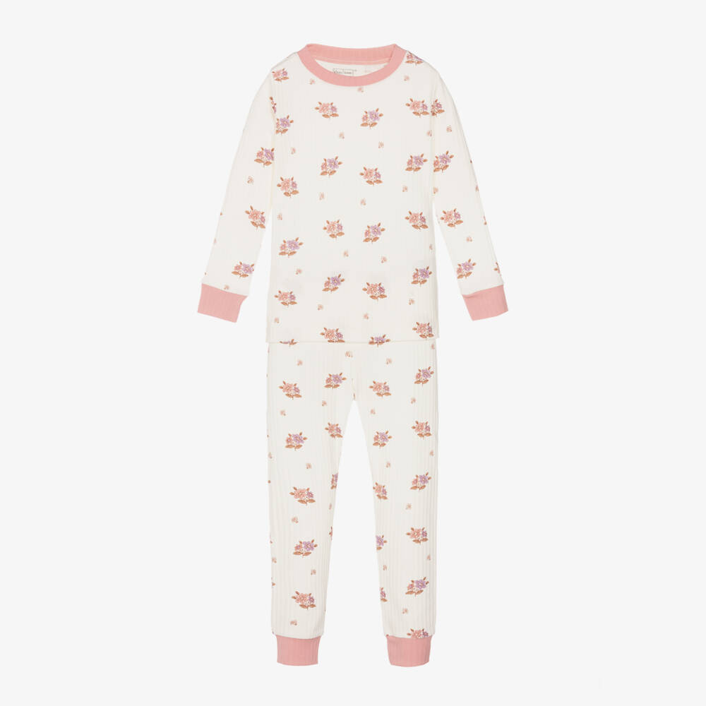 Kissy Love-Girls Floral Ivory Cotton Pyjamas | Childrensalon Outlet