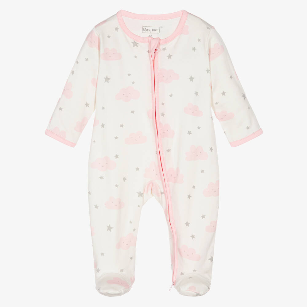Kissy Love-Girls Ivory Cotton Breezy Clouds Babygrow | Childrensalon Outlet