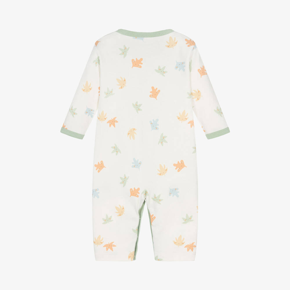 Kissy Love-Girls Ivory Leaf Print Babygrow | Childrensalon Outlet