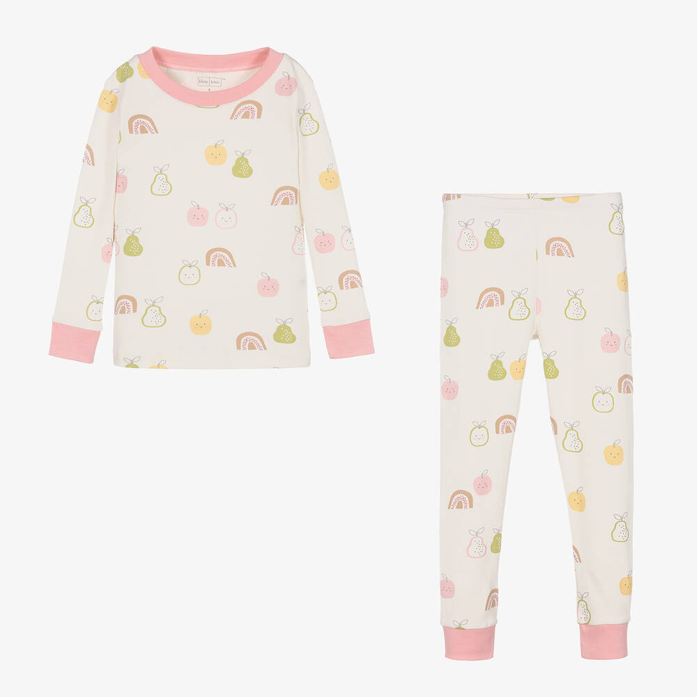 Kissy Love-Кремовая пижама из хлопка пима с грушами и радугами | Childrensalon Outlet