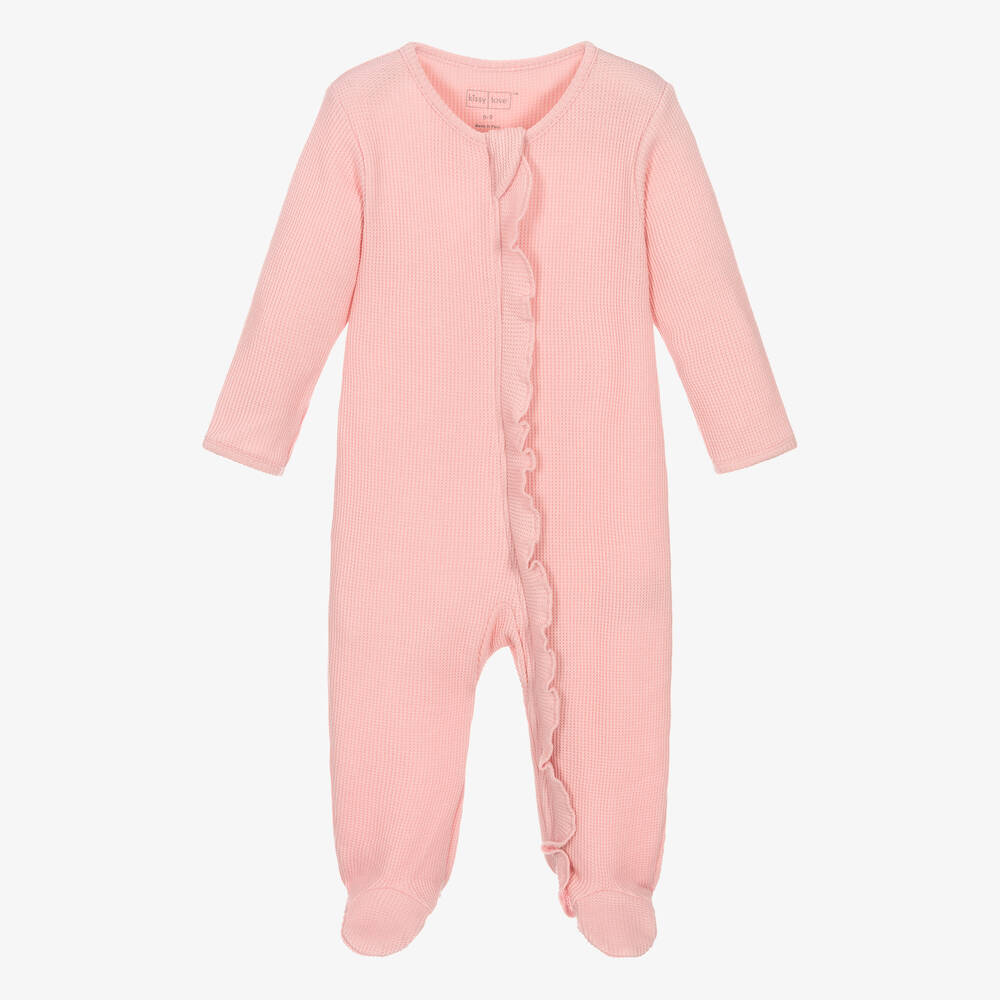 Kissy Love - Girls Pink Pima Cotton Babygrow | Childrensalon