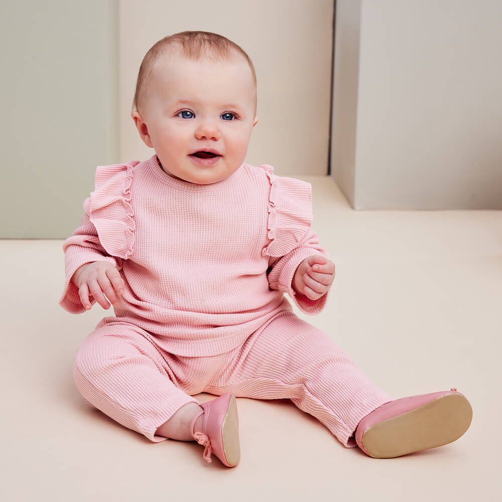 Kissy Love-طقم بنطلون قطن بيما لون زهري للمولودات | Childrensalon Outlet