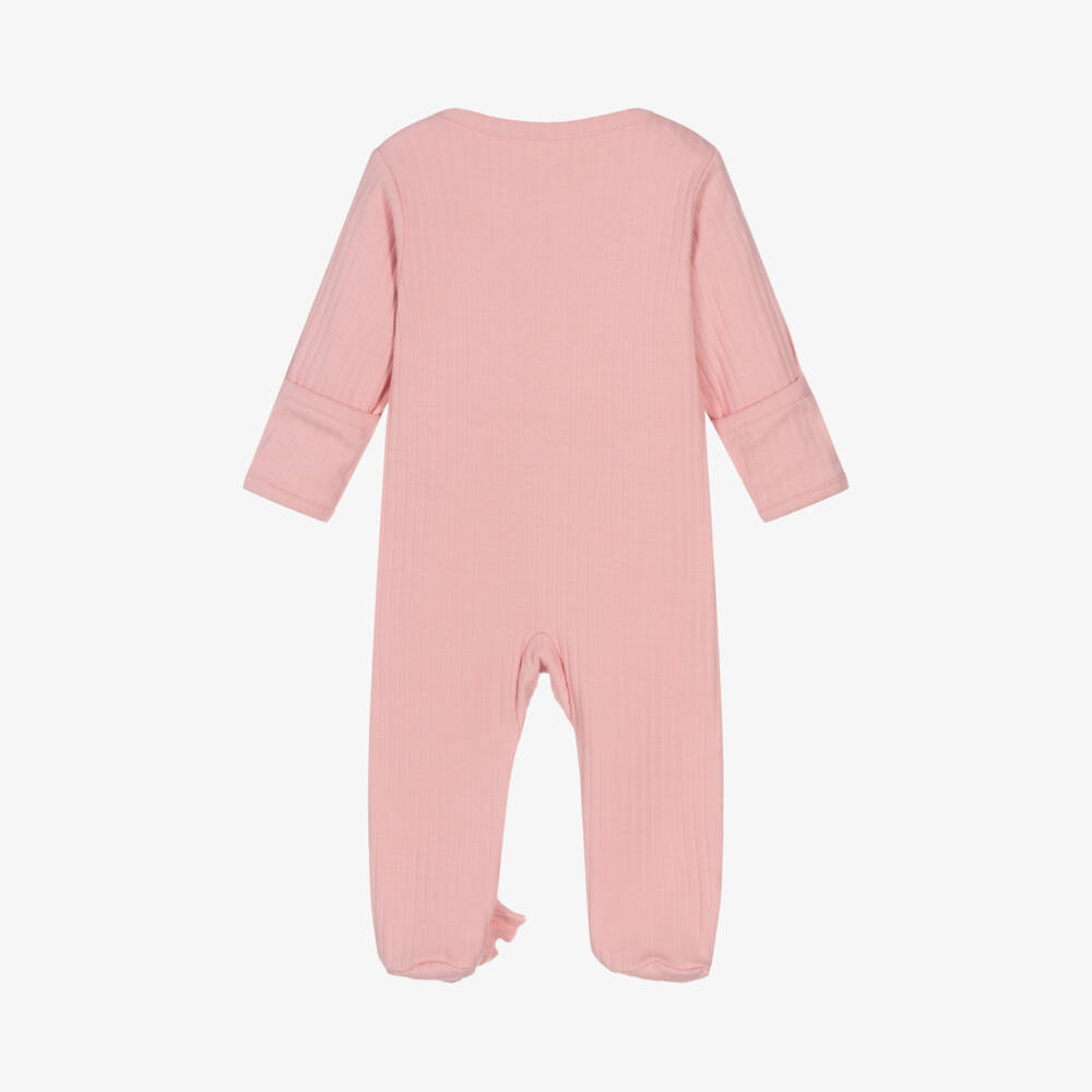 Kissy Love-Girls Pink Ruffle Cotton Babygrow | Childrensalon Outlet