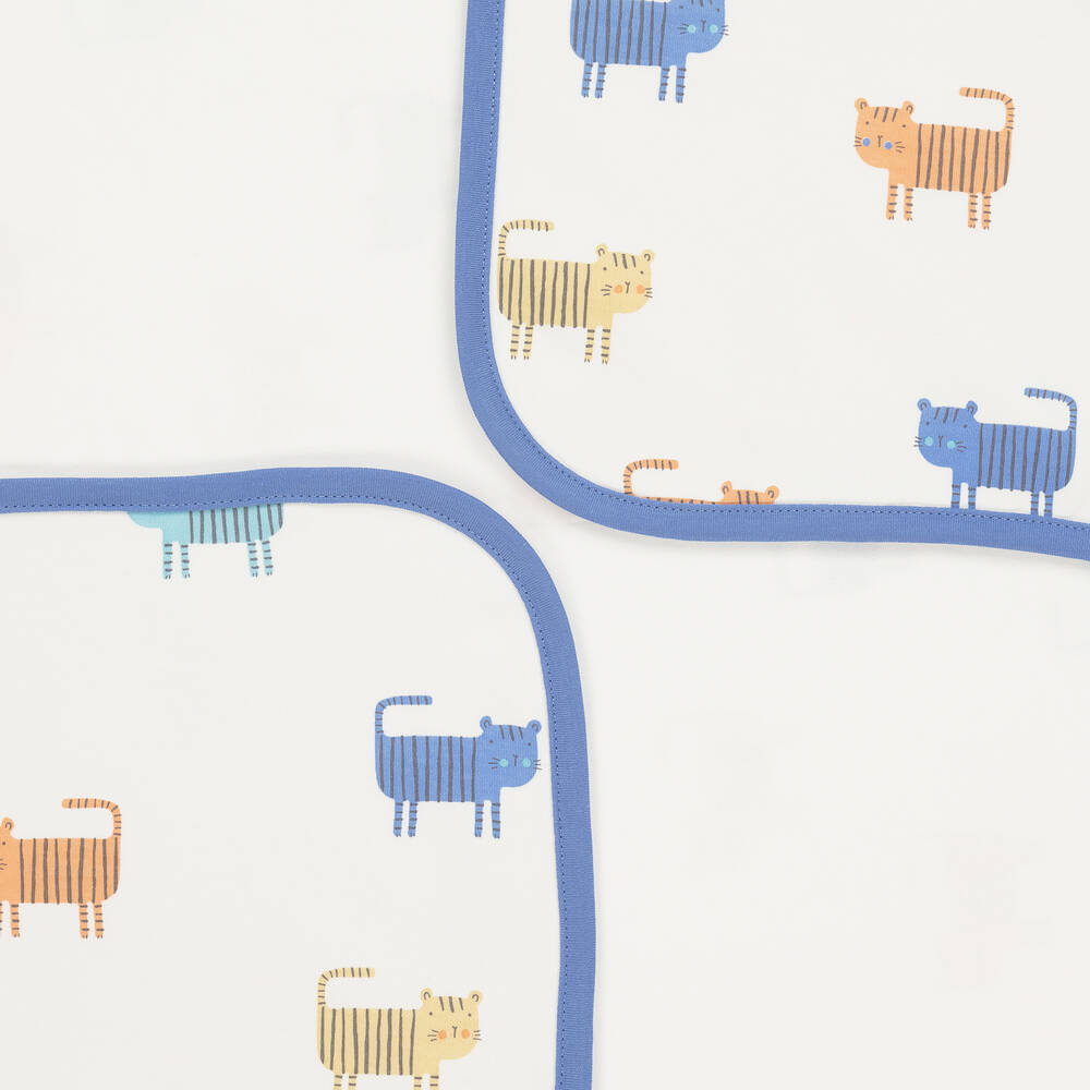 Kissy Love-Ivory & Blue Little Tigers Blanket (73cm) | Childrensalon Outlet