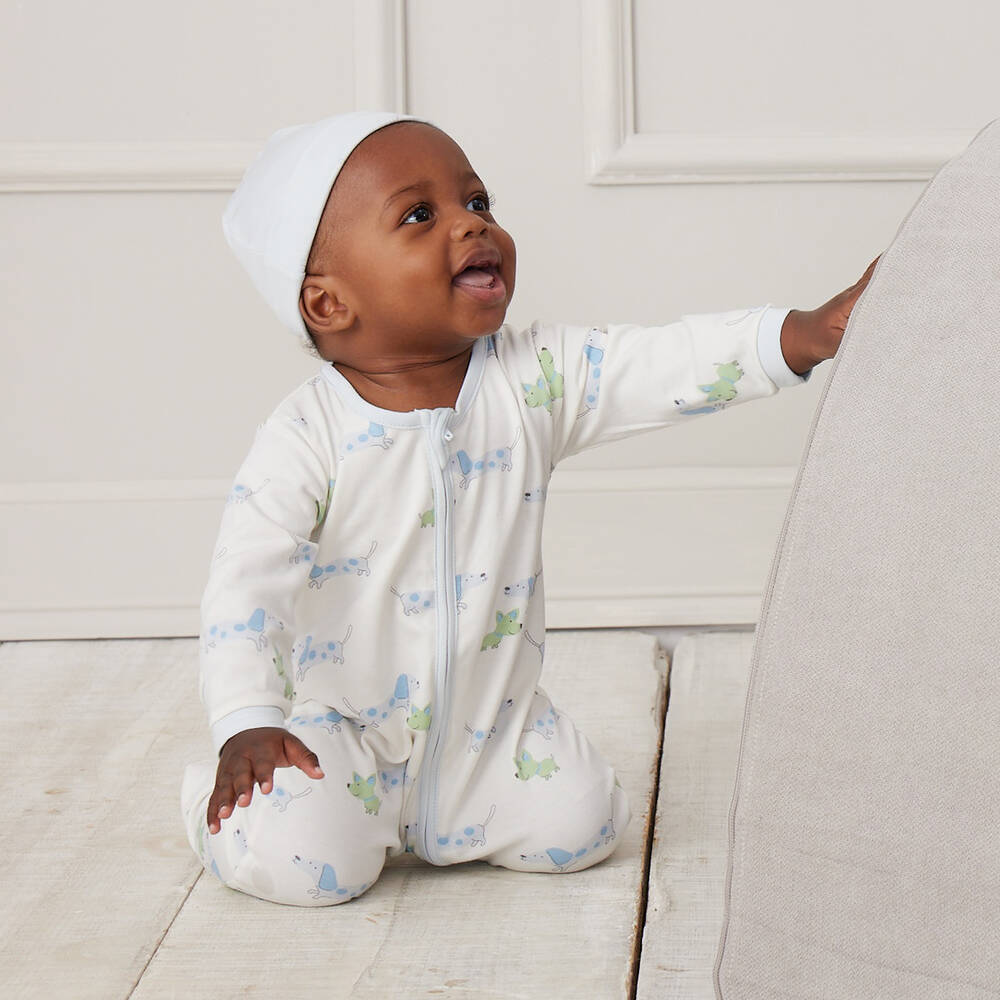 Kissy Love-أفرول بيبي غرو قطن بيما لون عاجي وأزرق للأطفال | Childrensalon Outlet