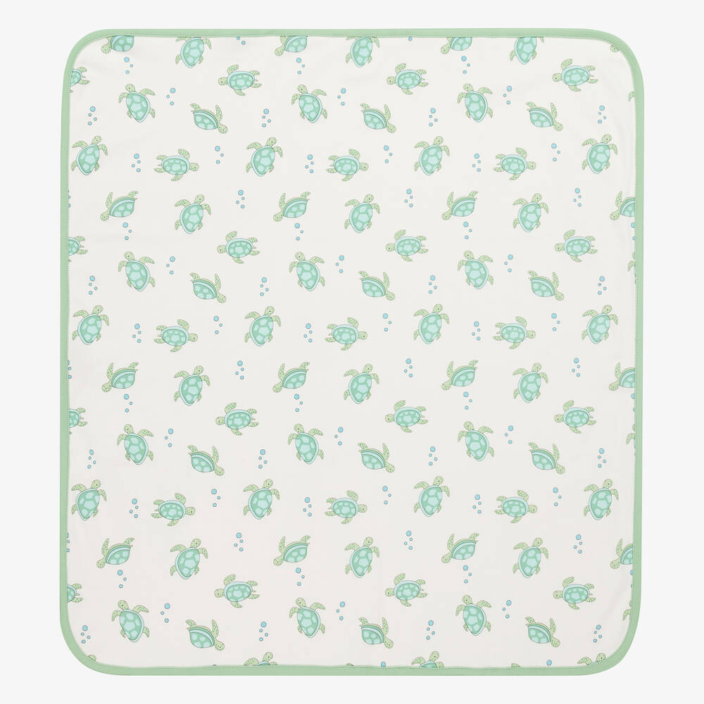 Kissy Love-Ivory Cotton Playful Turtles Blanket (73cm) | Childrensalon Outlet
