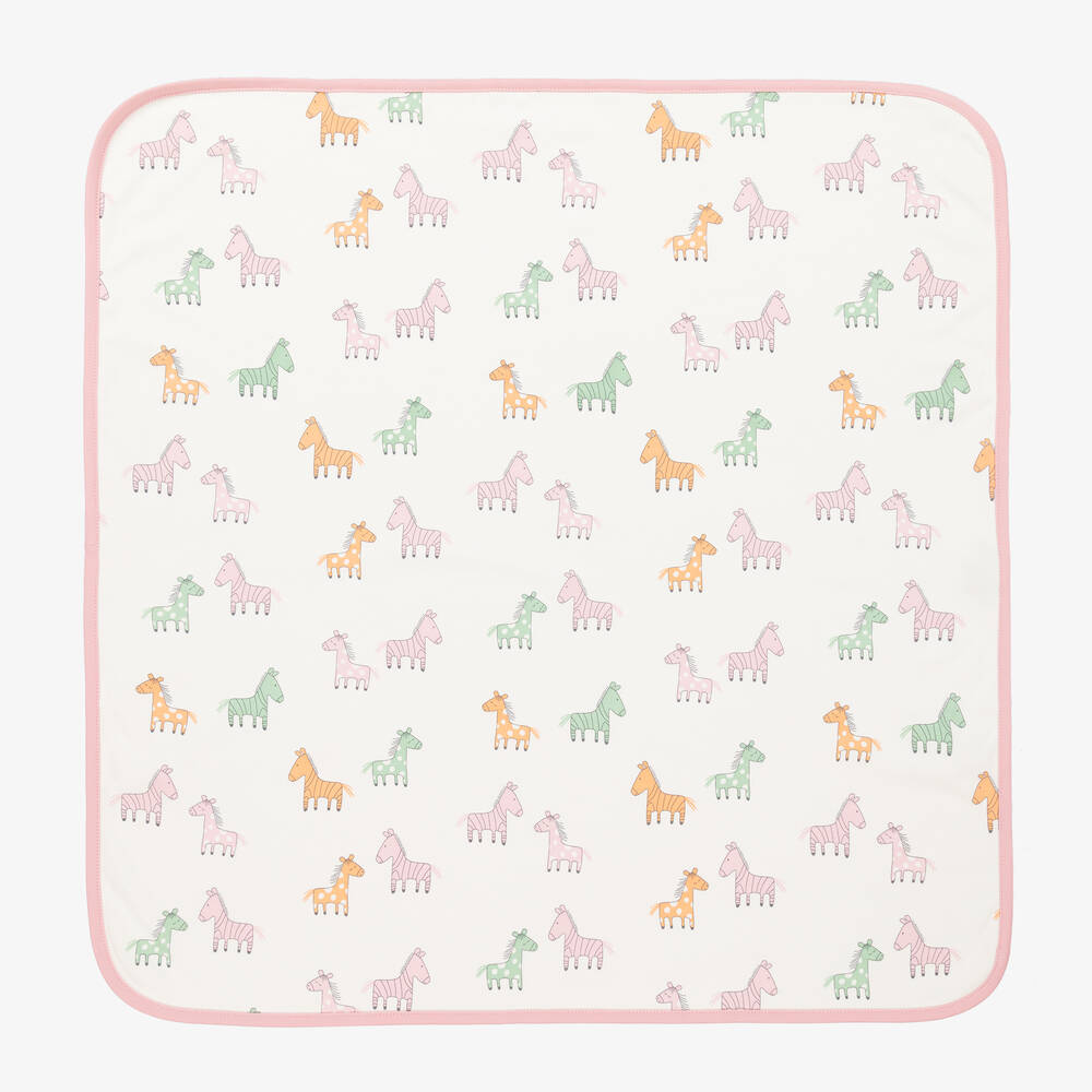 Kissy Love-Ivory Cotton Zebra & Friends Blanket (72cm) | Childrensalon Outlet