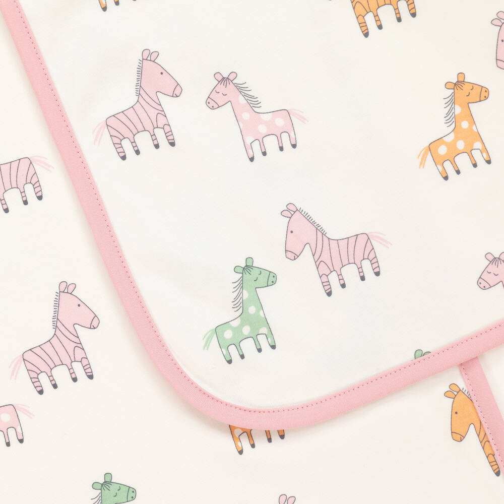 Kissy Love-Ivory Cotton Zebra & Friends Blanket (72cm) | Childrensalon Outlet
