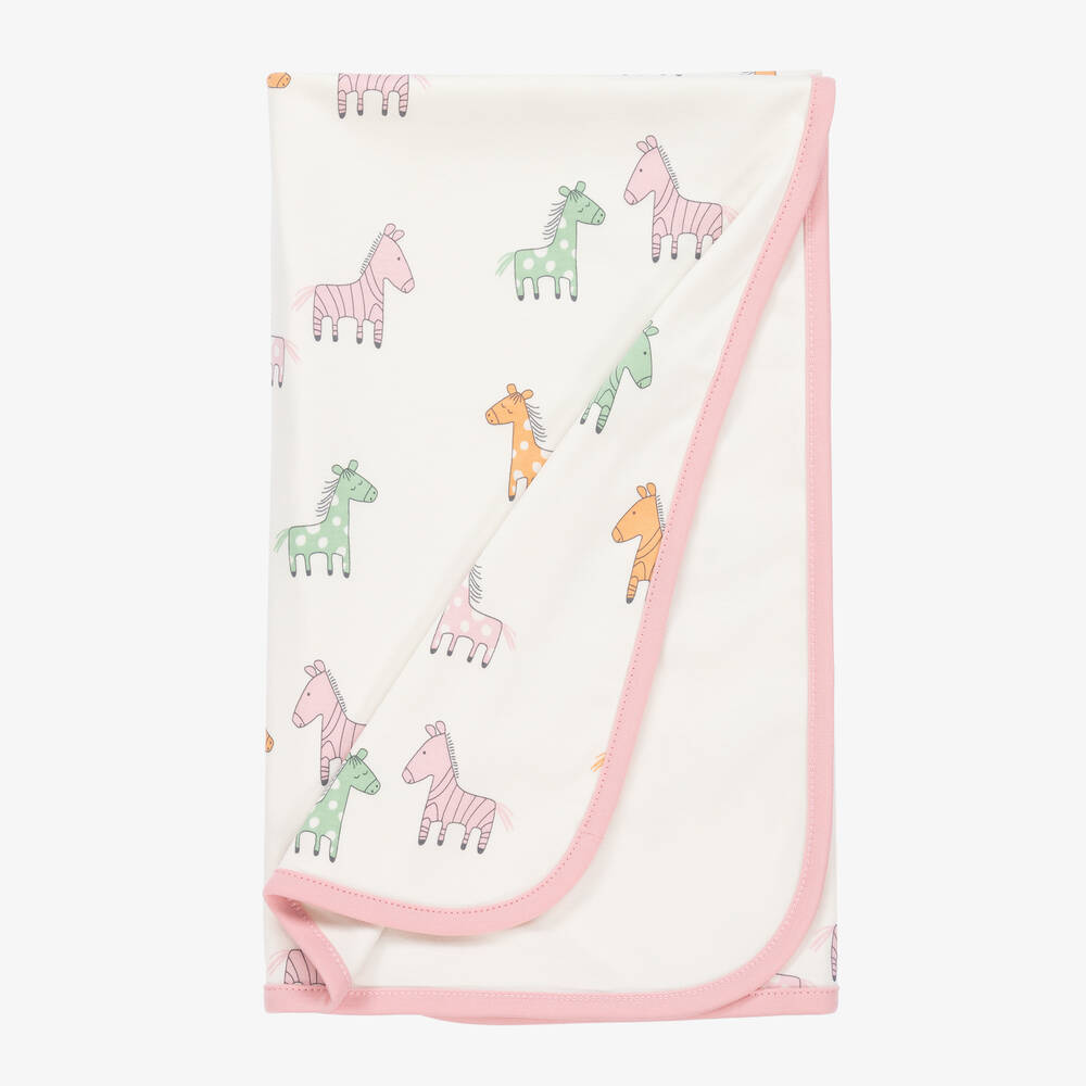 Kissy Love-Кремовое хлопковое одеяло с зебрами (72см) | Childrensalon Outlet