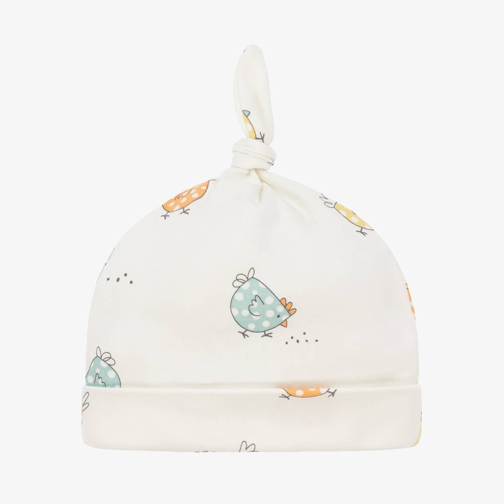 Kissy Love-Ivory Dotty Chicks Pima Cotton Layette Hat | Childrensalon Outlet