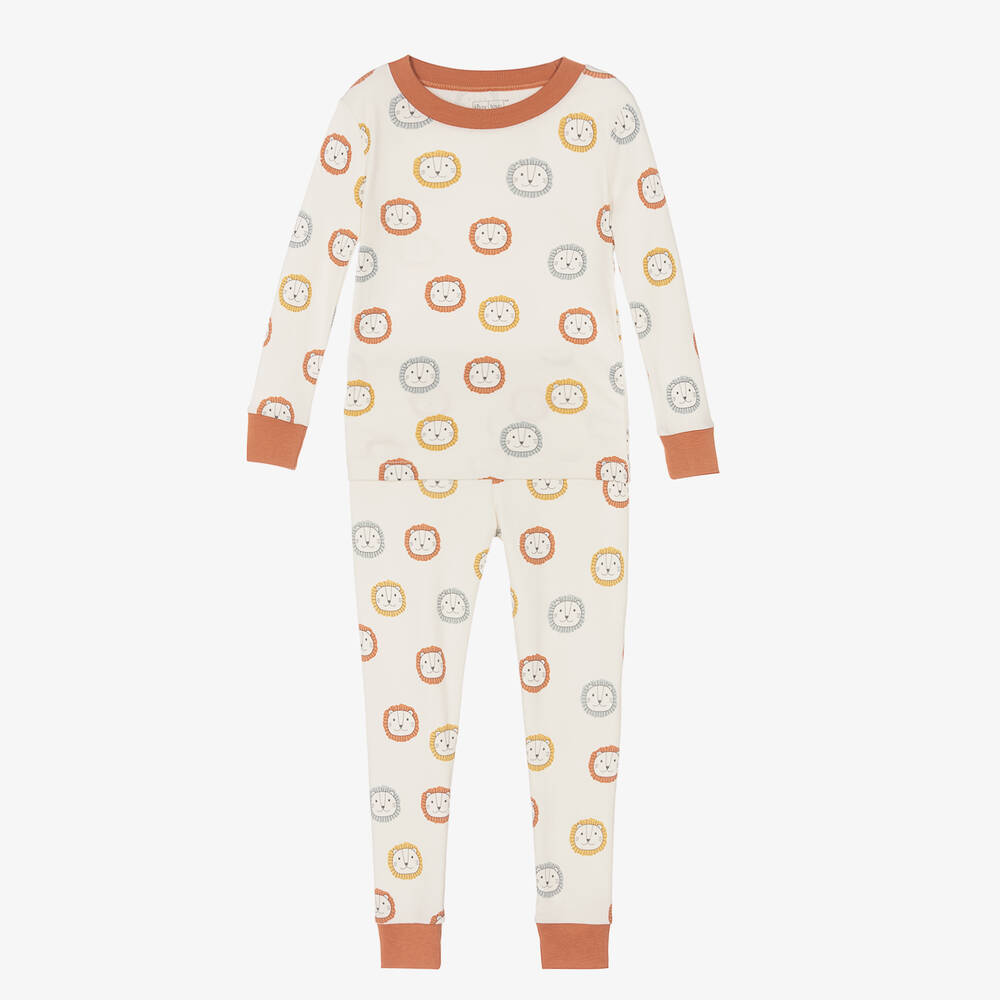 Kissy Love - Ivory Happy Lion Pima Cotton Pyjamas | Childrensalon