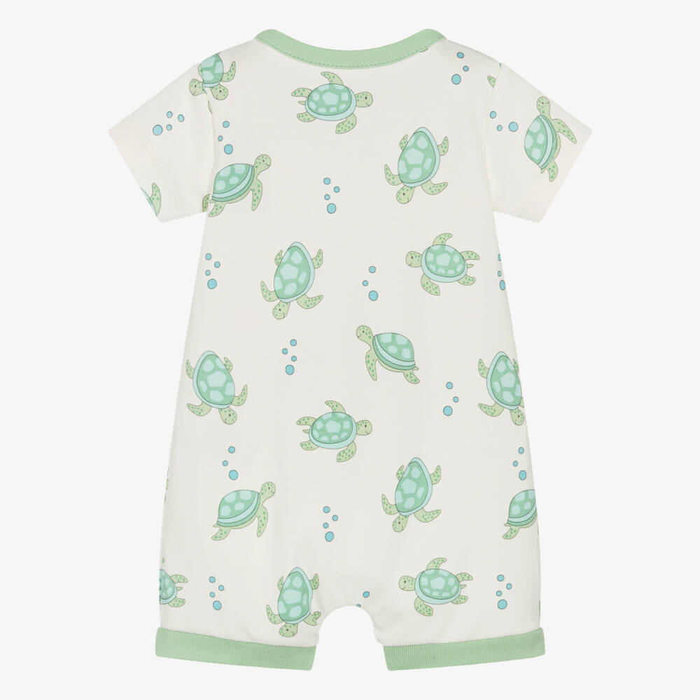 Kissy Love-Ivory Pima Cotton Playful Turtles Shortie | Childrensalon Outlet