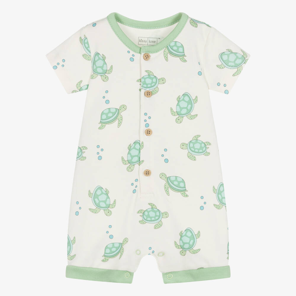 Kissy Love-Ivory Pima Cotton Playful Turtles Shortie | Childrensalon Outlet