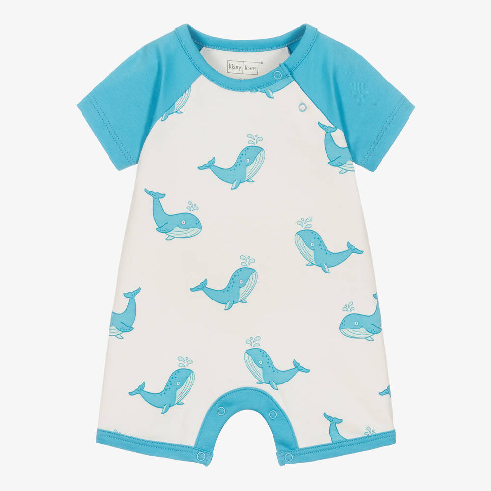 Kissy Love-Ivory Whale Antics Pima Cotton Shortie | Childrensalon Outlet