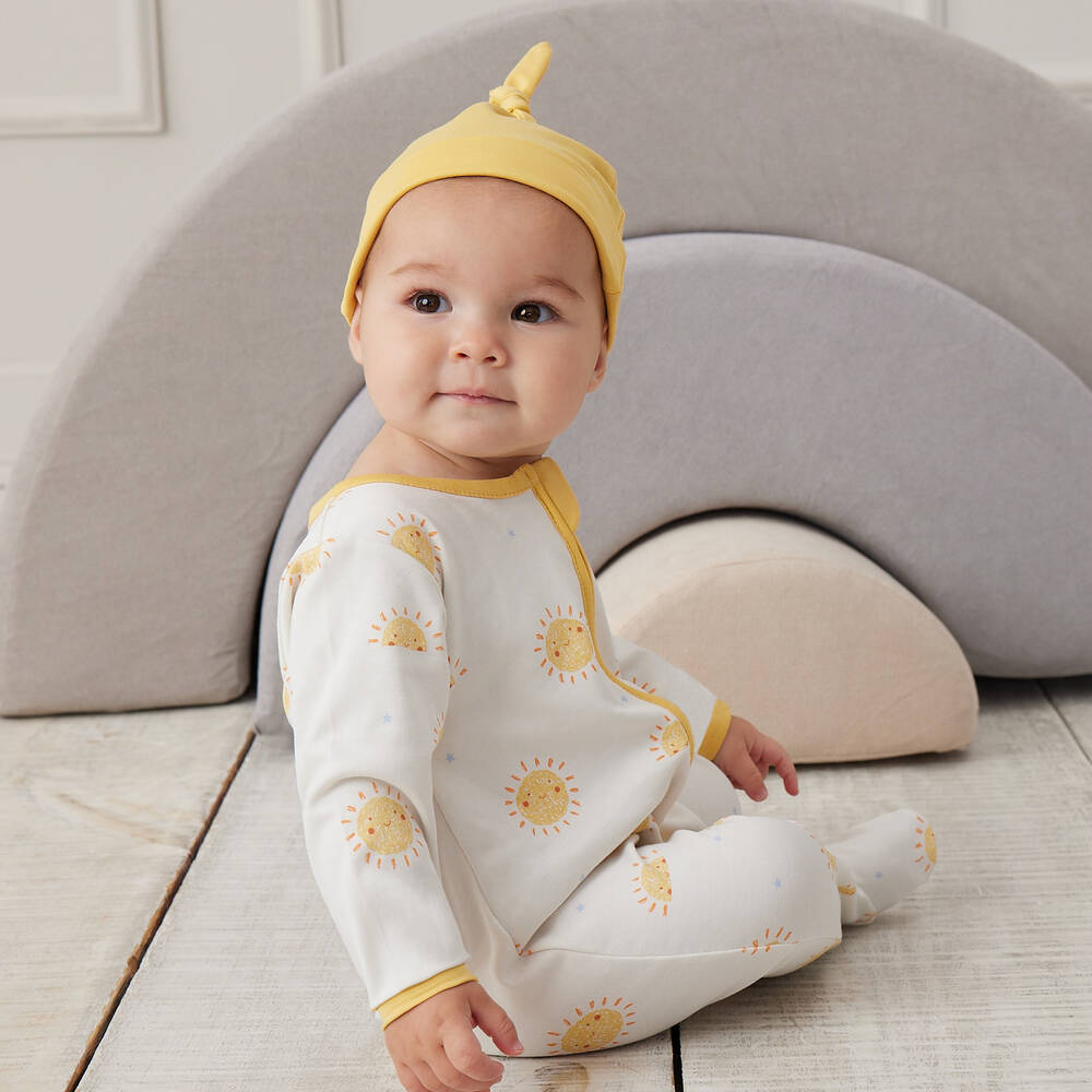 Kissy Love-أفرول بيبي غرو قطن بيما لون عاجي وأصفر للأطفال | Childrensalon Outlet