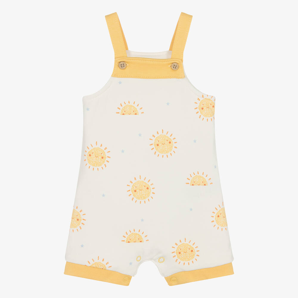 Kissy Love-Ivory & Yellow Sunny Day Baby Dungarees | Childrensalon Outlet