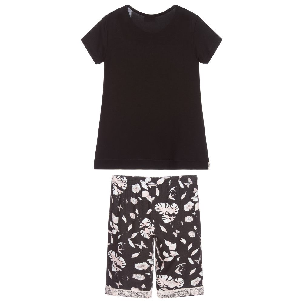 La Perla-Черная пижама из модала с цветами | Childrensalon Outlet