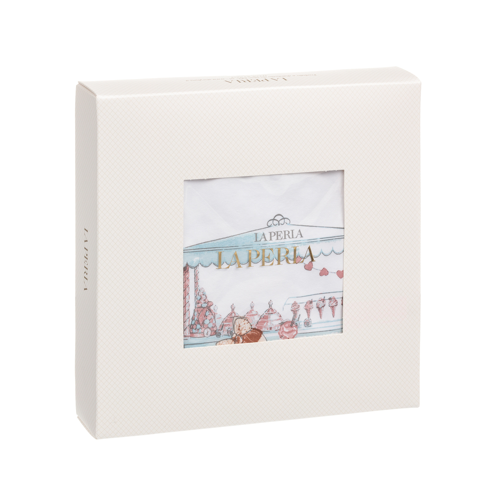 لا بيرلا-بيجاما شورت قطن حيرسي لون أزرق وأبيض للبنات | Childrensalon Outlet