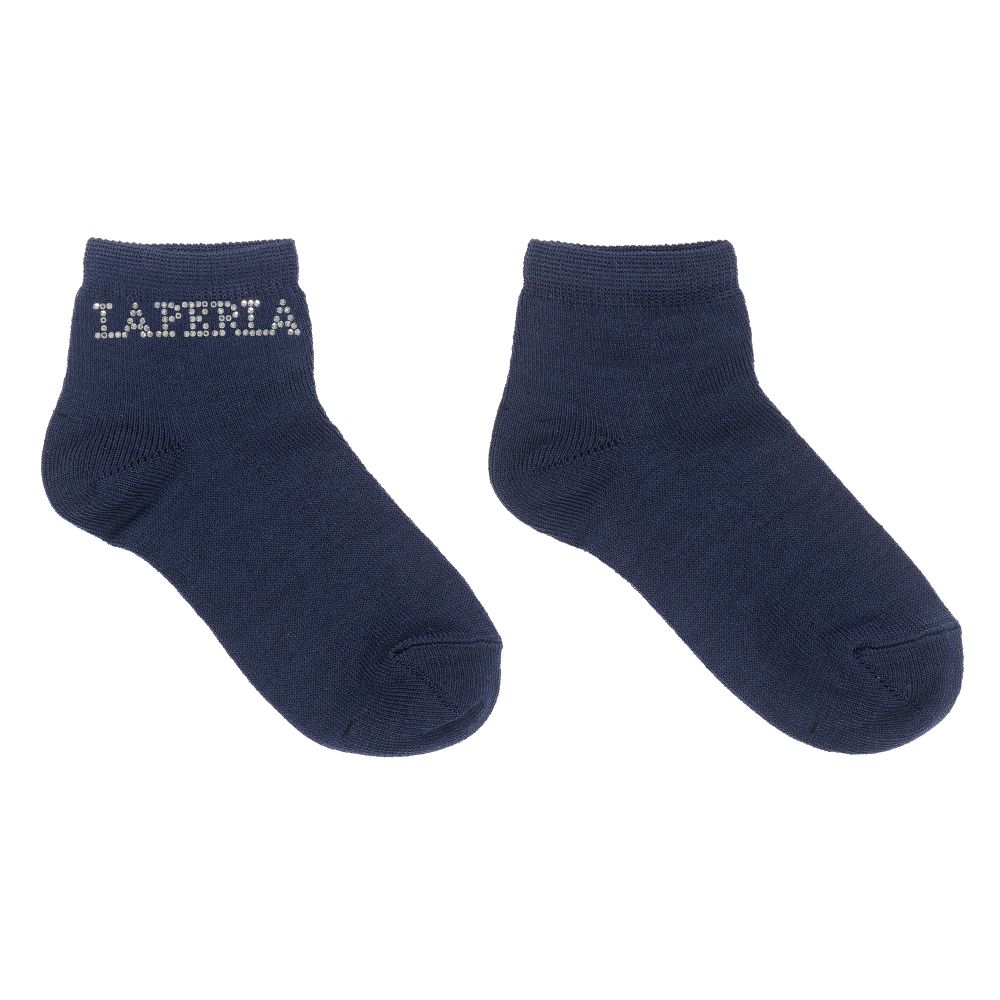 La Perla - Girls Blue Logo Socks | Childrensalon