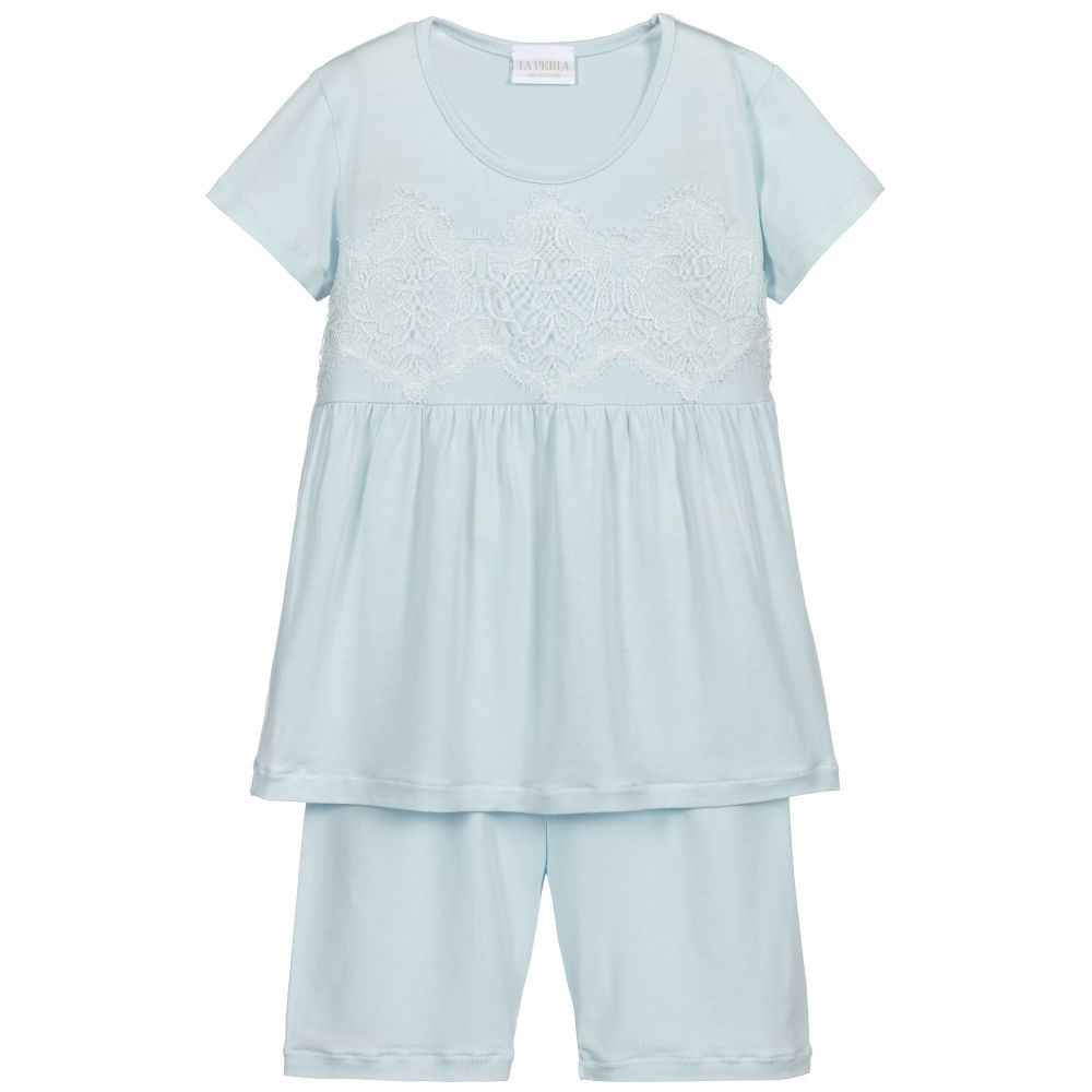 La Perla - Blauer Modal-Pyjama für Mädchen | Childrensalon