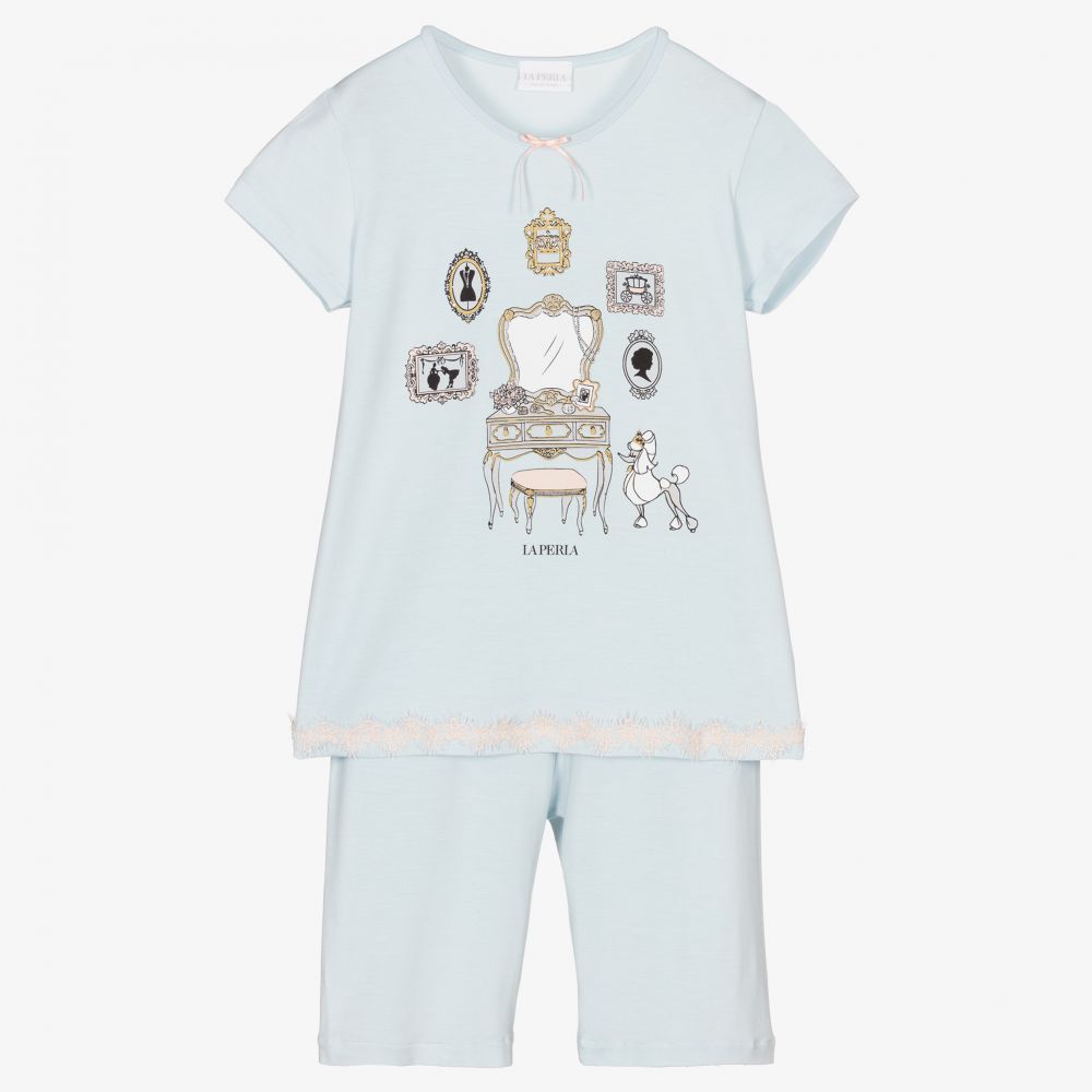 La Perla-Girls Blue Modal Short Pyjamas | Childrensalon Outlet